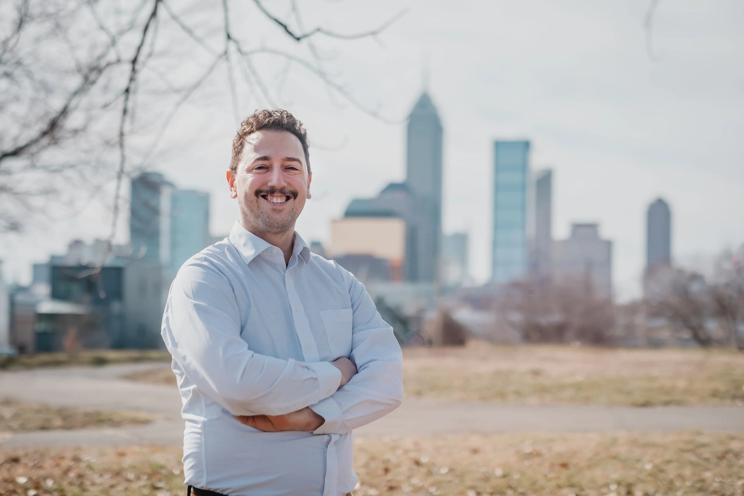 Jesse talking with neighbors in District 13